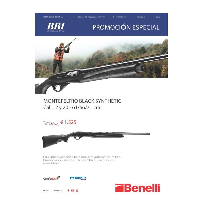 Escopeta Benelli Montefeltro Black Synthetic zurdos